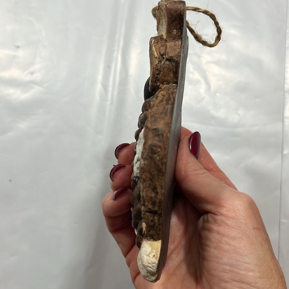 Brown Snowy Owl Ornament 5” on twine loop hook Christmas holiday bird OWL woodsy - Picture 7 of 10